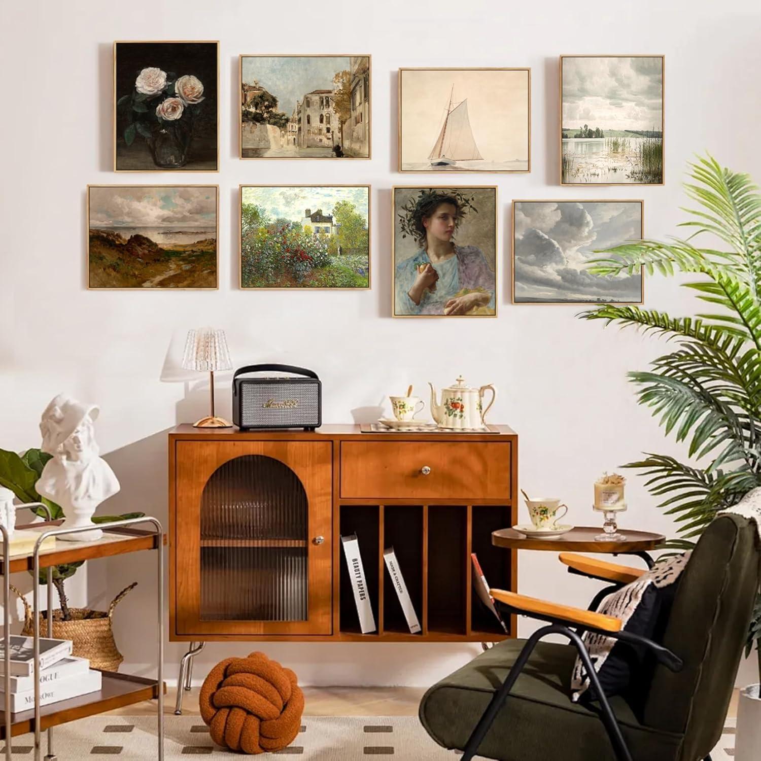 Leinwandbilder Vintage Botanik mit Holzrahmen 20x25cm Wohnzimmer Schlafzimmer Deko