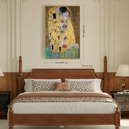 Vintage Leinwandbild "Der Kuss" mit Holzrahmen 60x90 cm