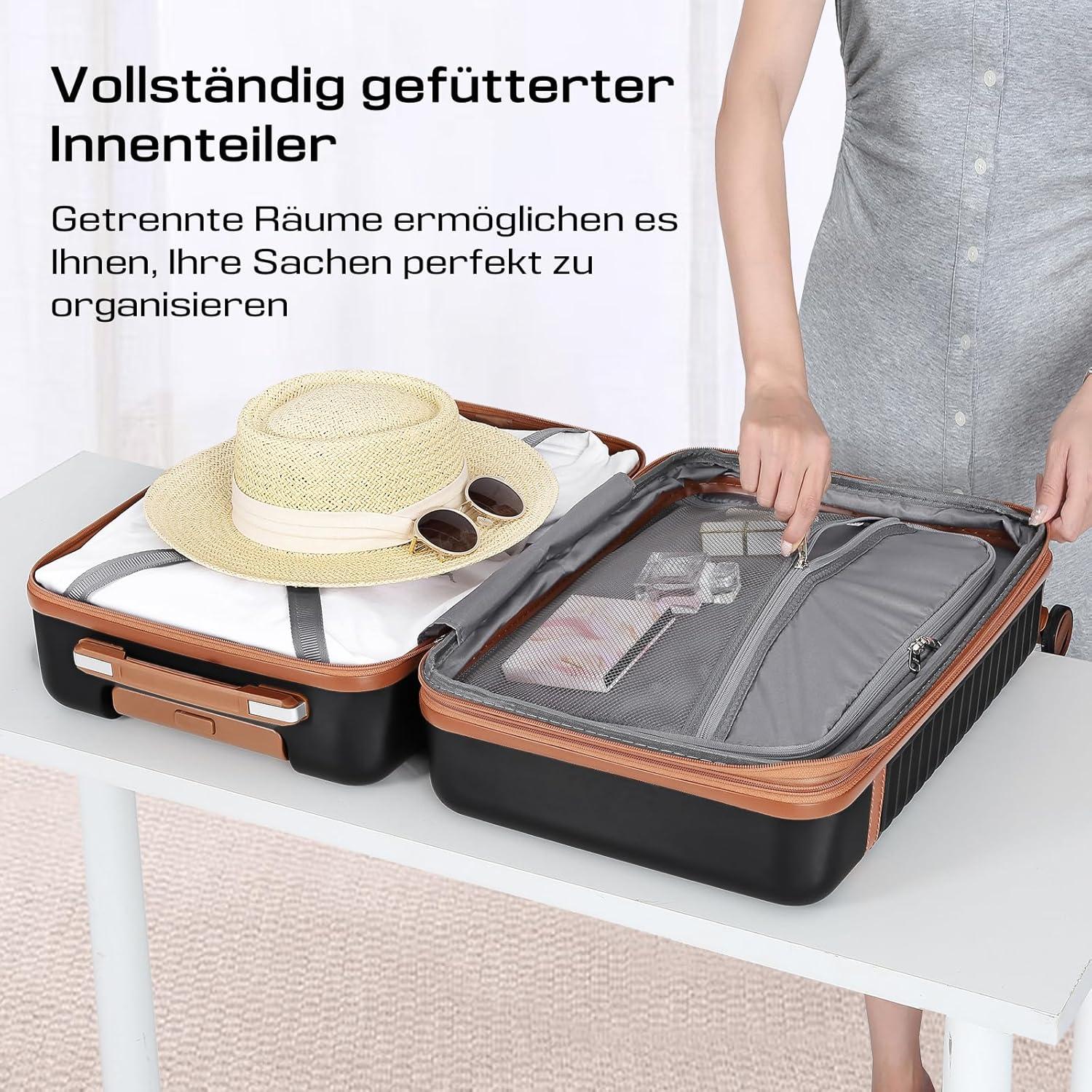 Joyway Kofferset 3-teilig ABS Hartschalen Trolley Koffer TSA-Schloss Schwarz XL 76cm