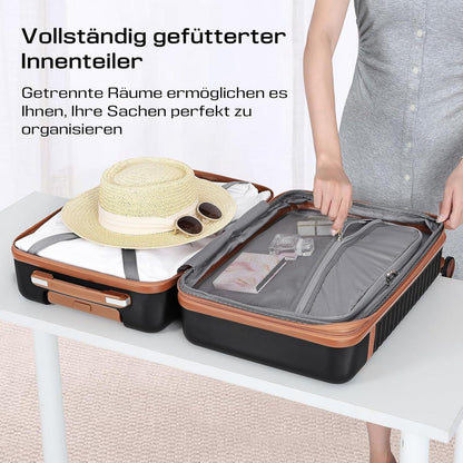 Joyway Kofferset 3-teilig ABS Hartschalen Trolley Koffer TSA-Schloss Schwarz XL 76cm