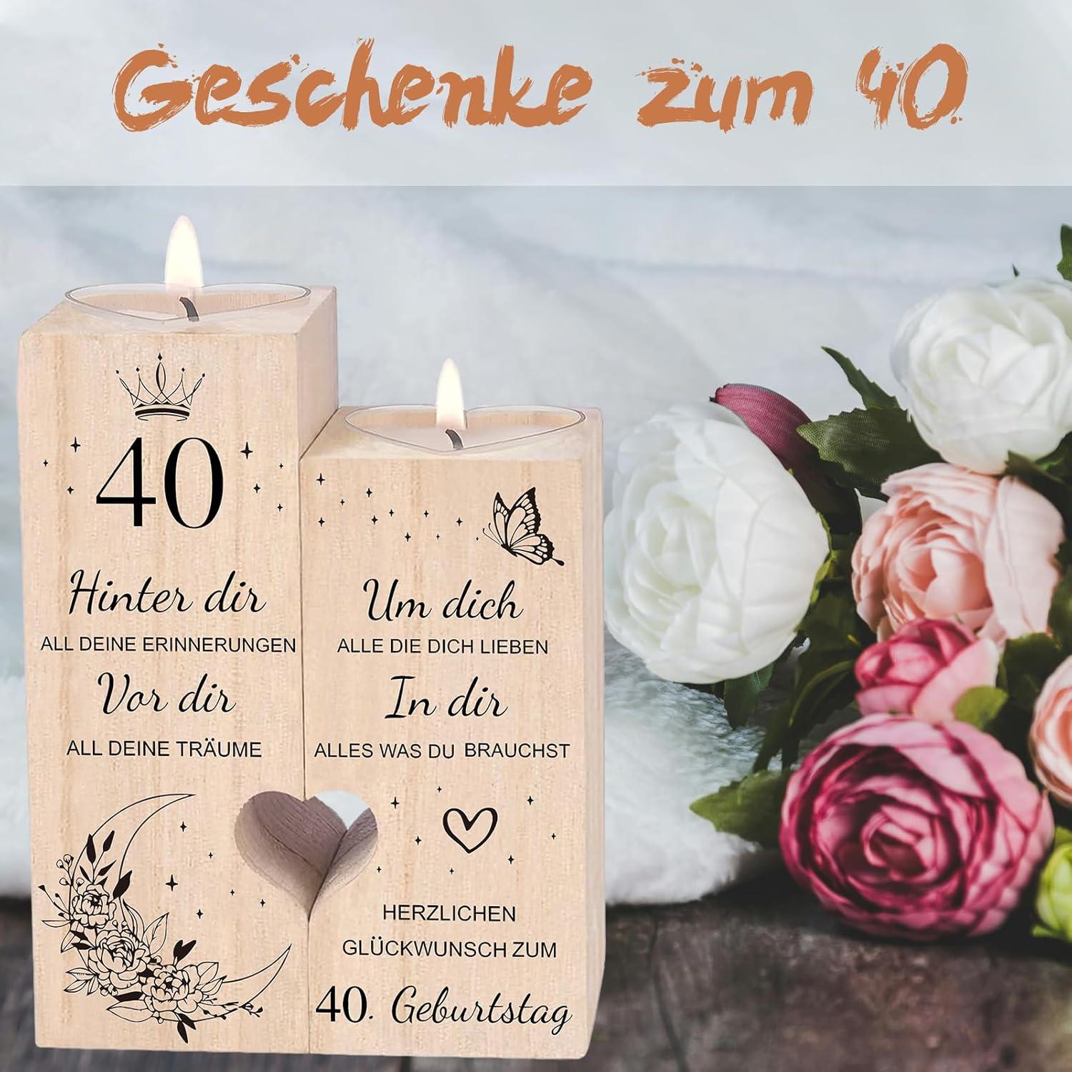 40 Geburtstag Frau Kerzenständer Geschenkideen Deko Warm Romantisch