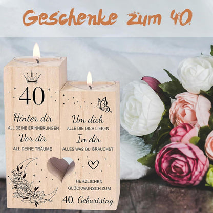40 Geburtstag Frau Kerzenständer Geschenkideen Deko Warm Romantisch