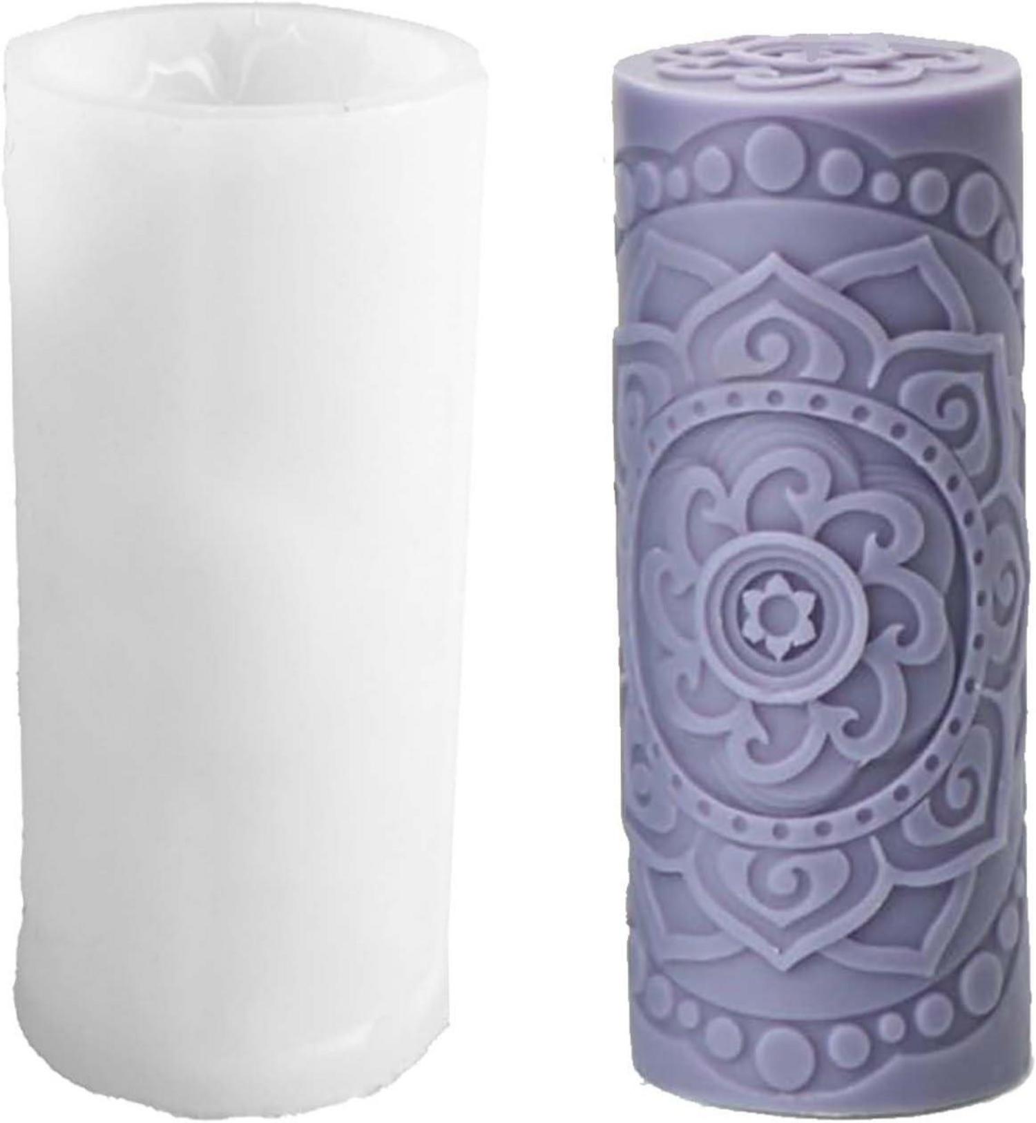 Zylinderförmige Silikonform für Blumenkerzen - DIY-Kerzen gießen