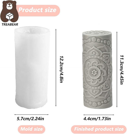 3D Silikonform Kerzen Blumenmuster Retro Gießform Zylinder Flexible
