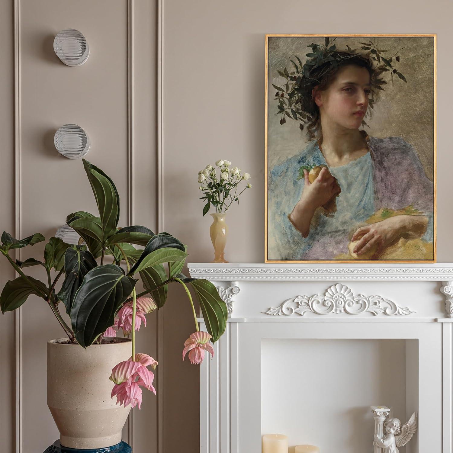 Vintage Leinwand Frauenporträt Holzrahmen 30x40 cm
