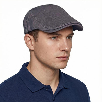 Baumwoll Flatcap Herren Sommer Schirmmütze Verstellbar Grau