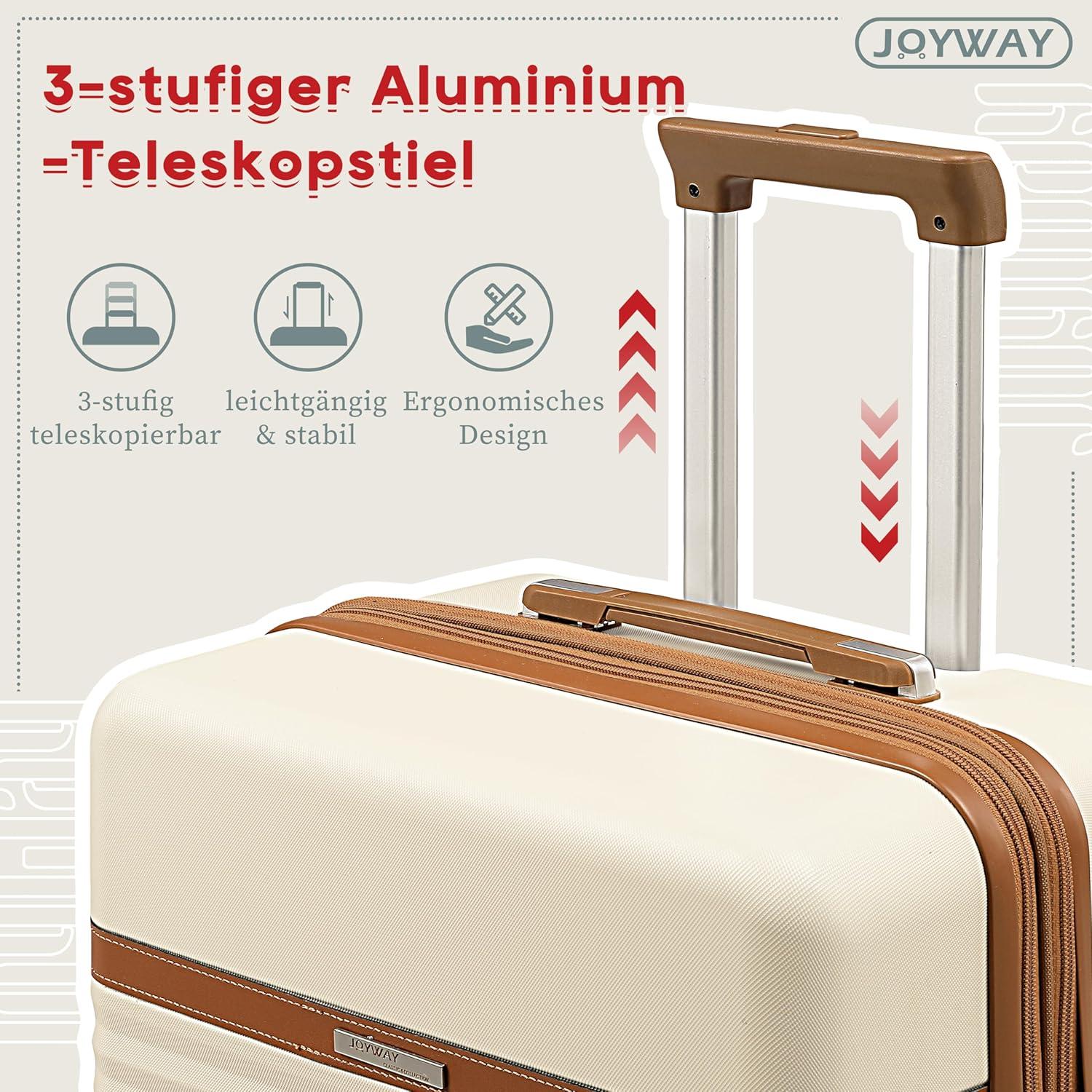 Joyway Kofferset 3-Teilig ABS Hartschalen Trolley Reisekoffer TSA Schloss Rot