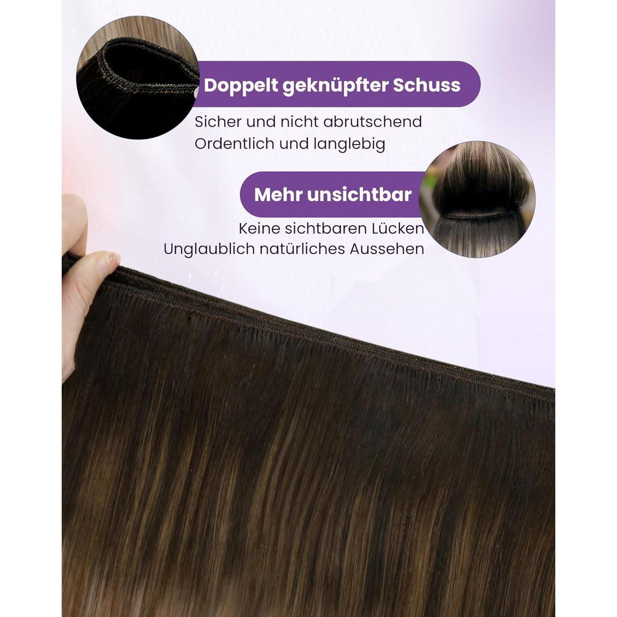 Echthaar Tressen Braun Ombre – 45cm, 100g, #2/6/18