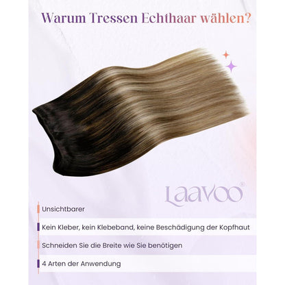 Echthaar Tressen Braun Ombre – 45cm, 100g, #2/6/18