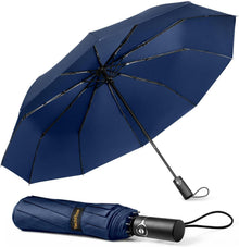 Regenschirm Sturmfest Groß - Windsicherer Taschenschirm Blau