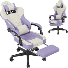 Ergonomischer Gaming Stuhl mit Fußstütze und Lendenwirbelstütze