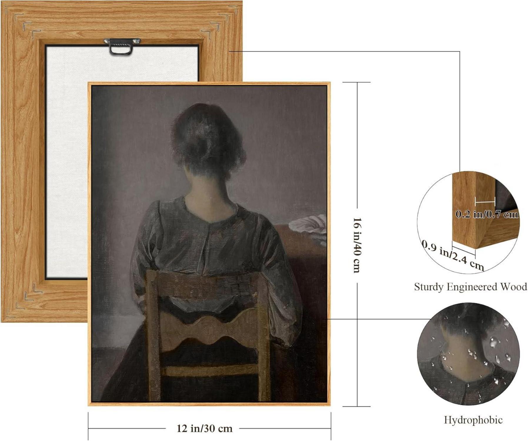Vintage Frauenporträt Leinwandbild mit Holzrahmen 30x40cm Wohnzimmer