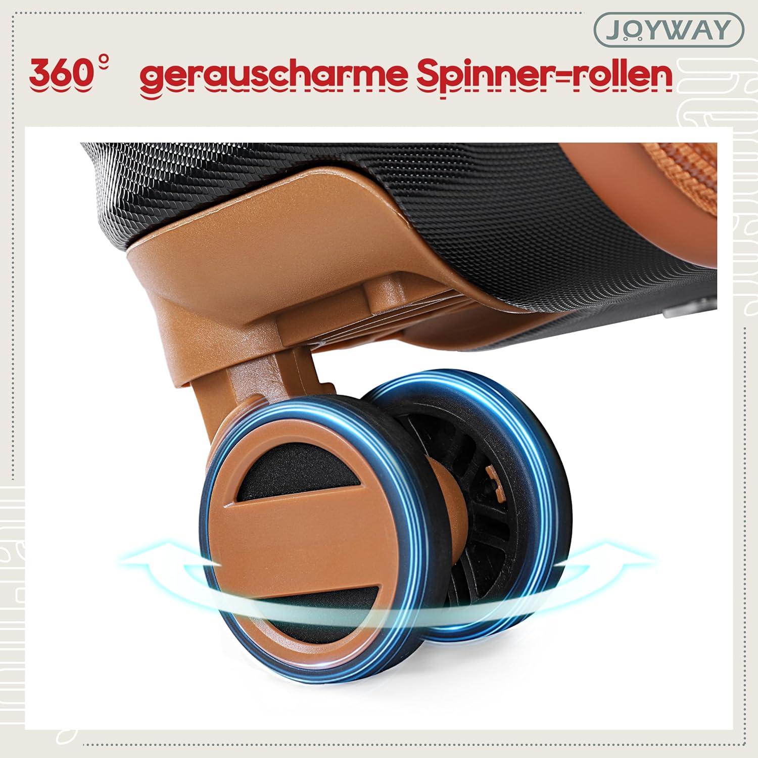 Joyway ABS Hartschalen Kofferset 3-teilig mit 4 Rollen & TSA Schloss Schwarz L-66cm