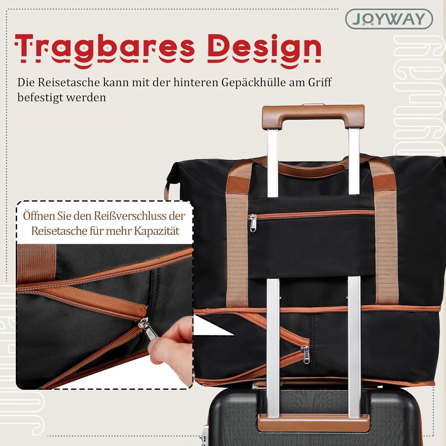 Joyway Kofferset 3-teilig ABS Hartschalen Trolley TSA 4 Rollen Schwarz 66cm