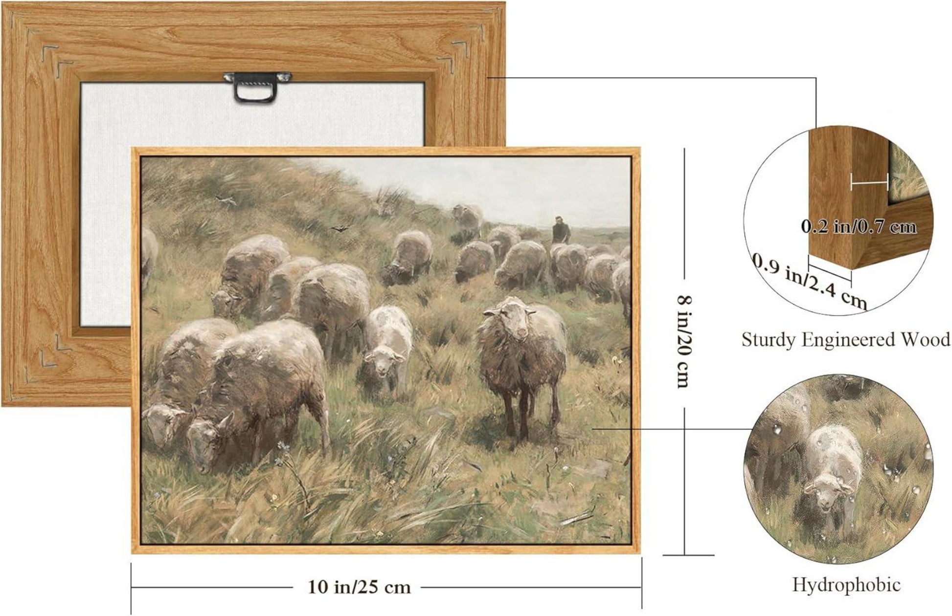 Vintage Leinwandbild mit Holzrahmen 20x25cm Wohnzimmer Schlafzimmer Büro Galerie