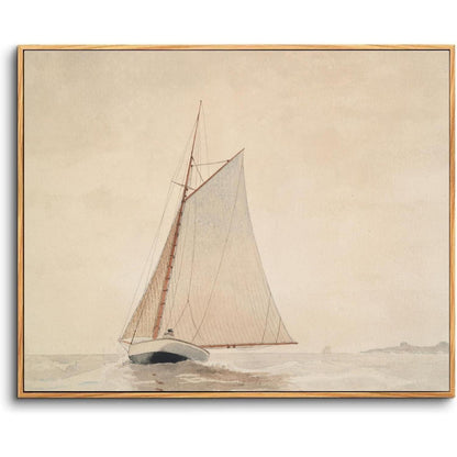 Vintage Segelboot Leinwandbild mit Holzrahmen 20x25 cm