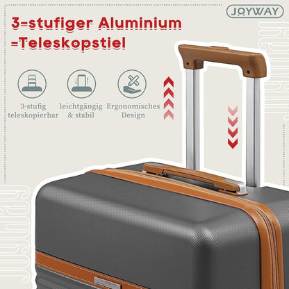 Kofferset 3-teilig ABS Hartschalen Trolley 4 Rollen TSA-Schloss Grau