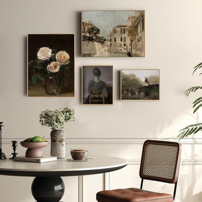 Leinwandbilder Vintage Botanisch mit Rahmen Holz 30x40 cm in
