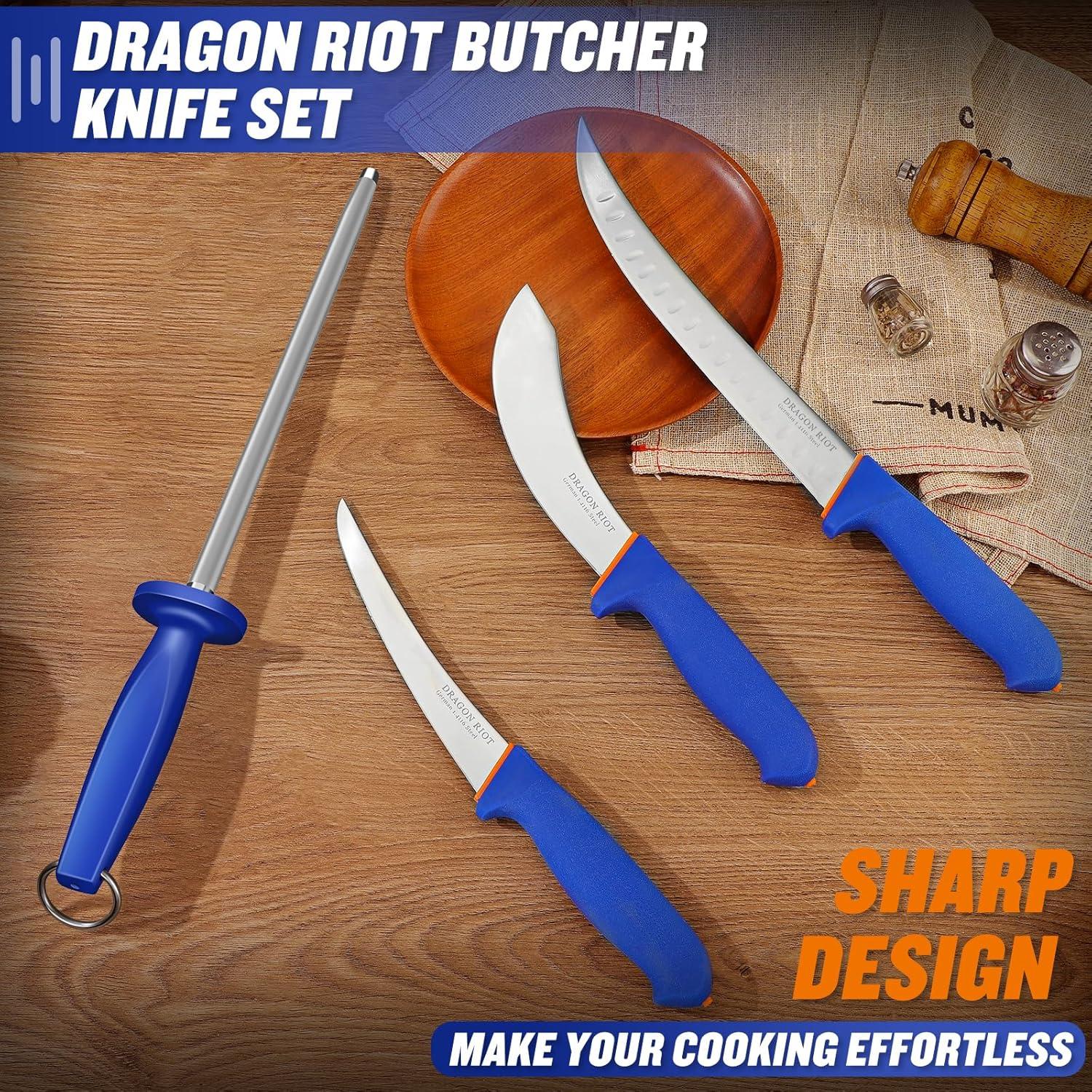 DRAGON RIOT Küchenmesser Set - Profi Metzgermesser Set BBQ-Scharf