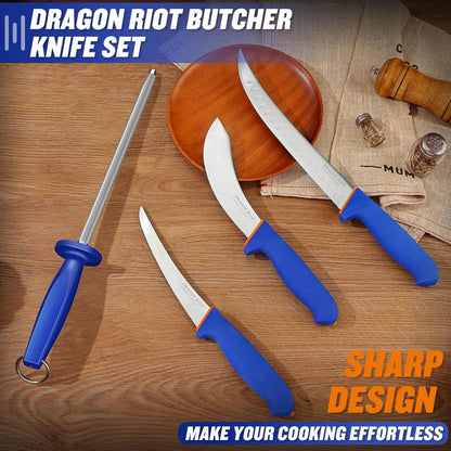 DRAGON RIOT Küchenmesser Set - Profi Metzgermesser Set BBQ-Scharf