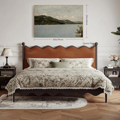 Vintage Leinwandbild Bergsee mit Holzrahmen 60x90 cm