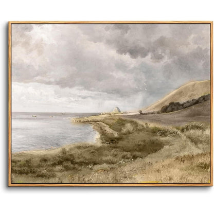 Vintage Meereslandschaft Leinwandbild mit Holzrahmen 30x40 cm