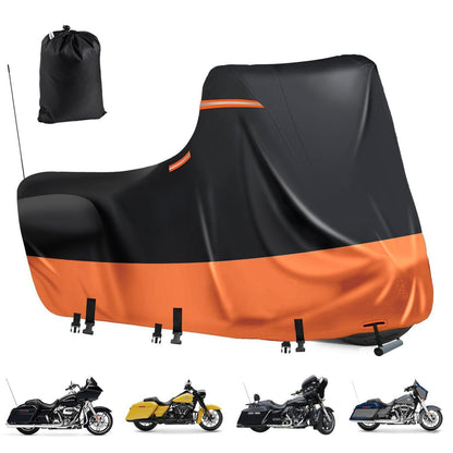 Motorrad Abdeckplane Wasserdicht 600D Schwarz-Orange (Side Box)