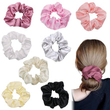 8er Set Samt & Satin Haargummis Scrunchies - Elastische