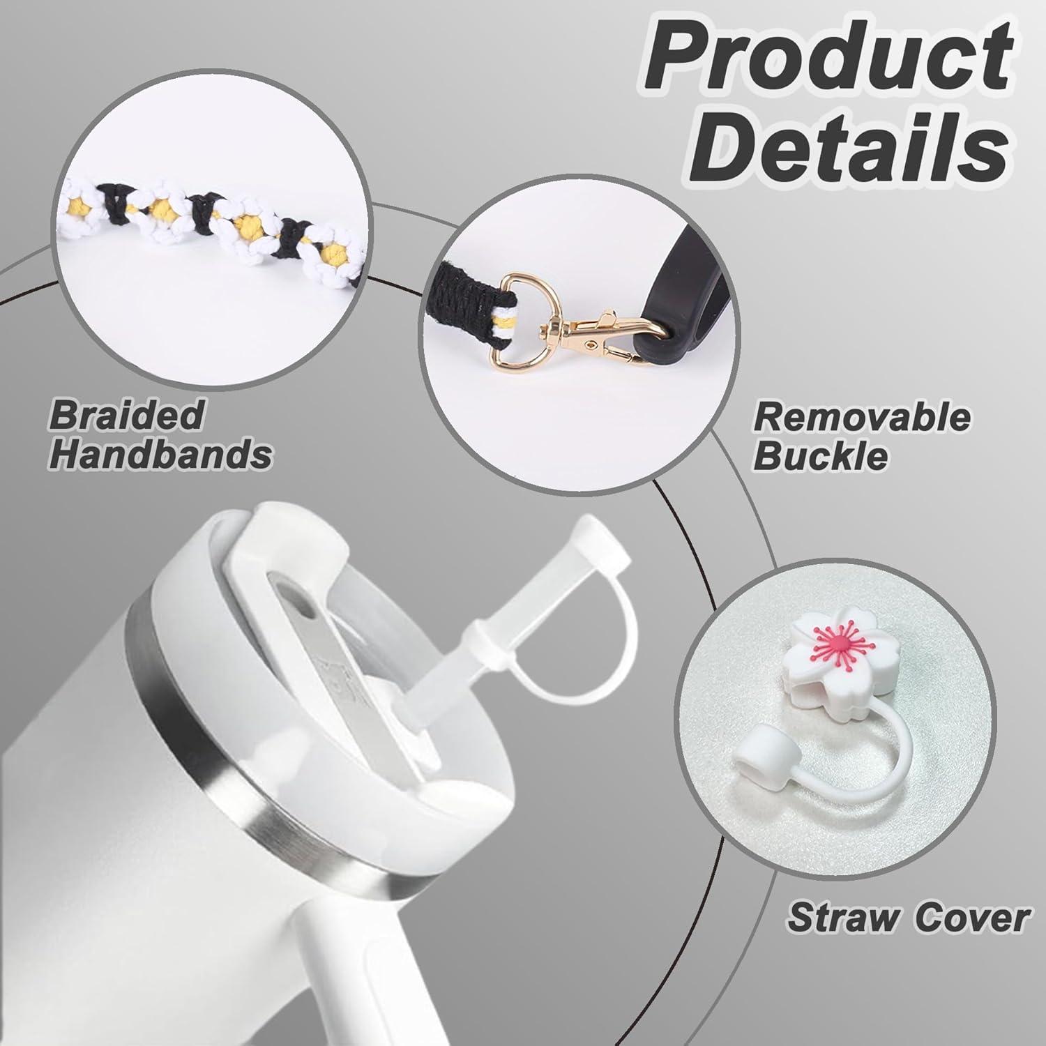 10-teiliges Stanlley Cup Zubehör Set mit Griffband, Strohhalm