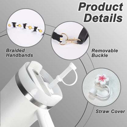 10-teiliges Stanlley Cup Zubehör Set mit Griffband, Strohhalm