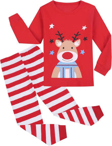 Weihnachts-Schlafanzug Kinder Unisex Langarm Baumwolle Pyjama Set