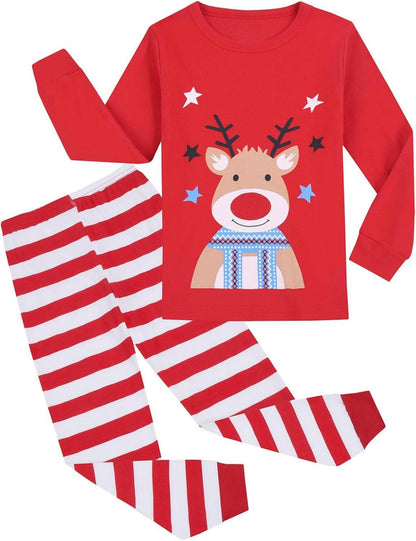 Weihnachts-Schlafanzug Kinder Unisex Langarm Baumwolle Pyjama Set