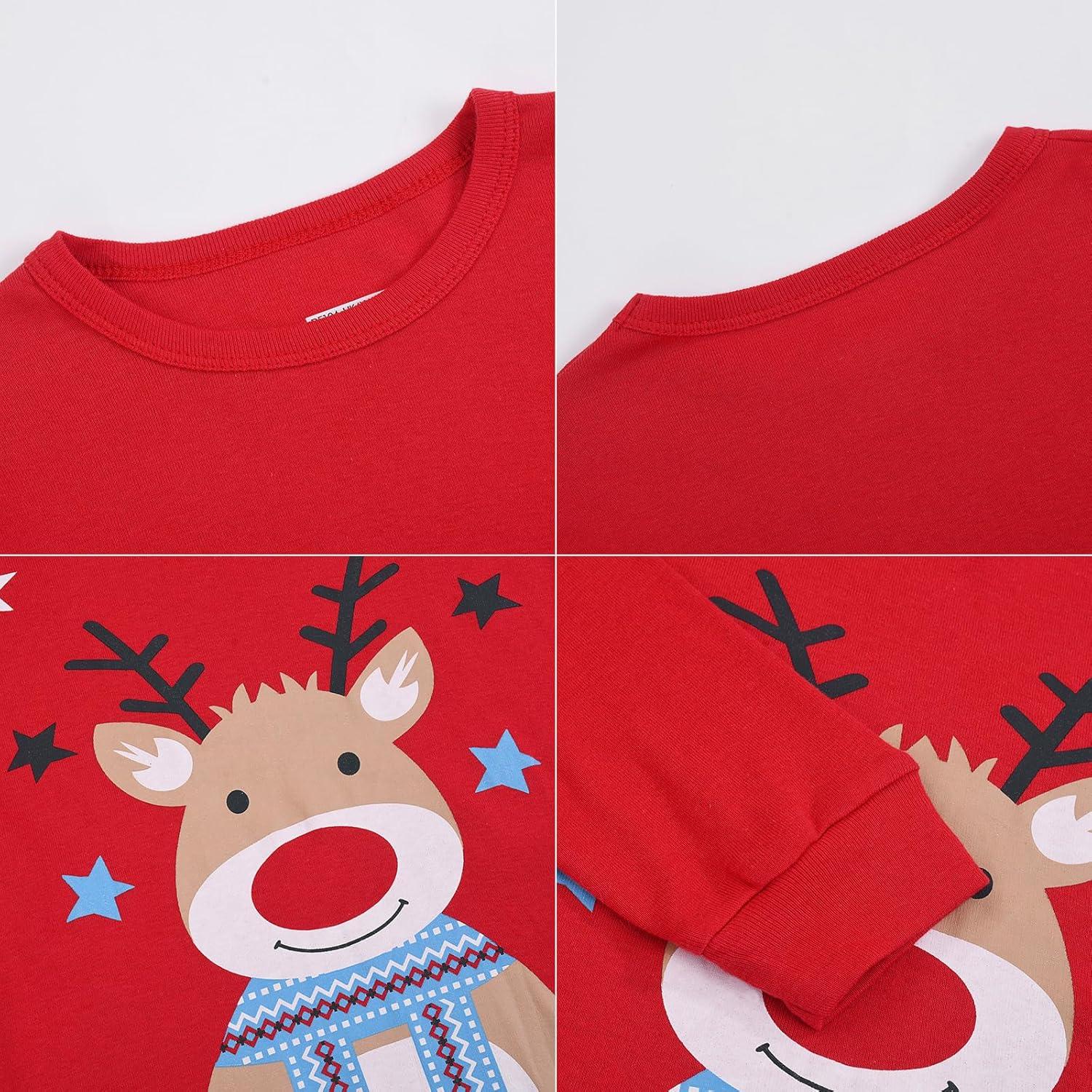 Weihnachts-Schlafanzug Kinder Unisex Langarm Baumwolle Pyjama Set