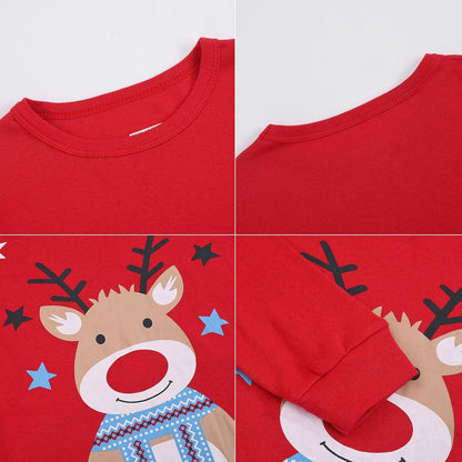 Weihnachts-Schlafanzug Kinder Unisex Langarm Baumwolle Pyjama Set