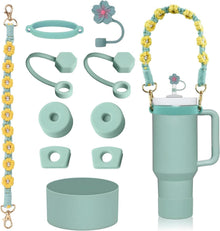 Wasserflaschen Zubehör Set mit Griffband, Kettenschlaufe, Strohhalm