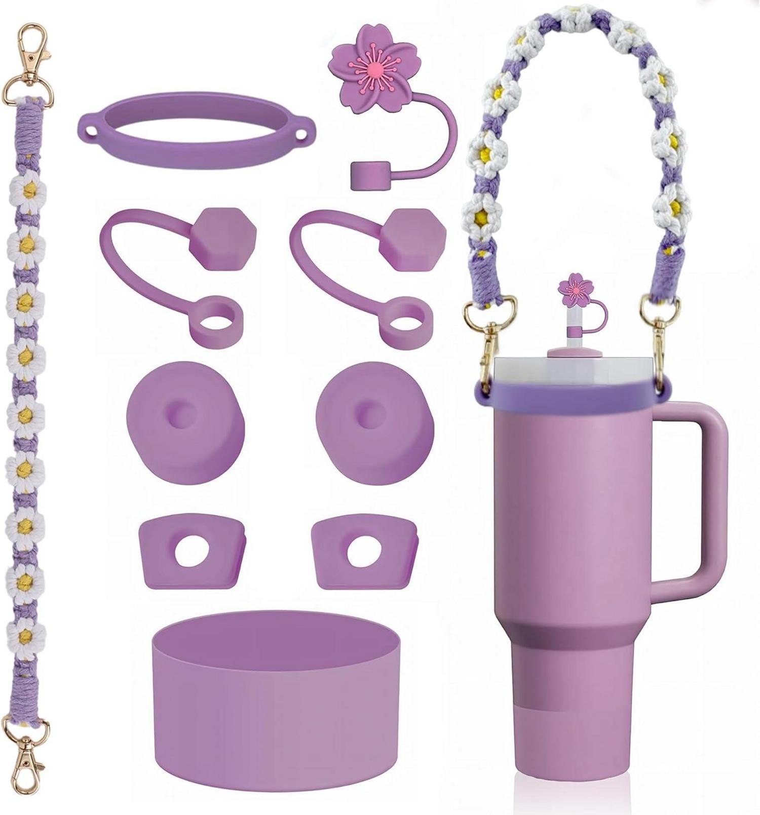 Stanlley Cup Zubehör Set mit Wasserflaschen Griffband und Strohhalm