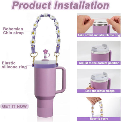 Stanlley Cup Zubehör Set mit Griffband, Kettenschlaufe, Strohhalmabdeckung, Silikonstopfen