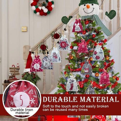24 Adventskalender zum Befüllen Weihnachts-Säckchen Kinder DIY 18x13 cm