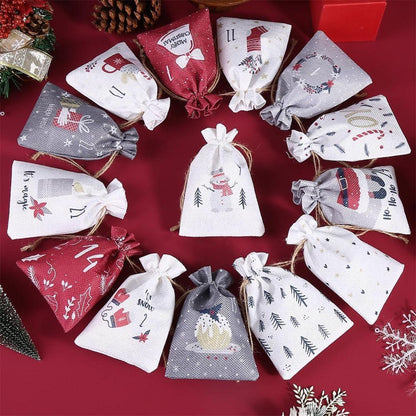 24er Weihnachtskalender Säckchen zum Befüllen DIY 18x13cm