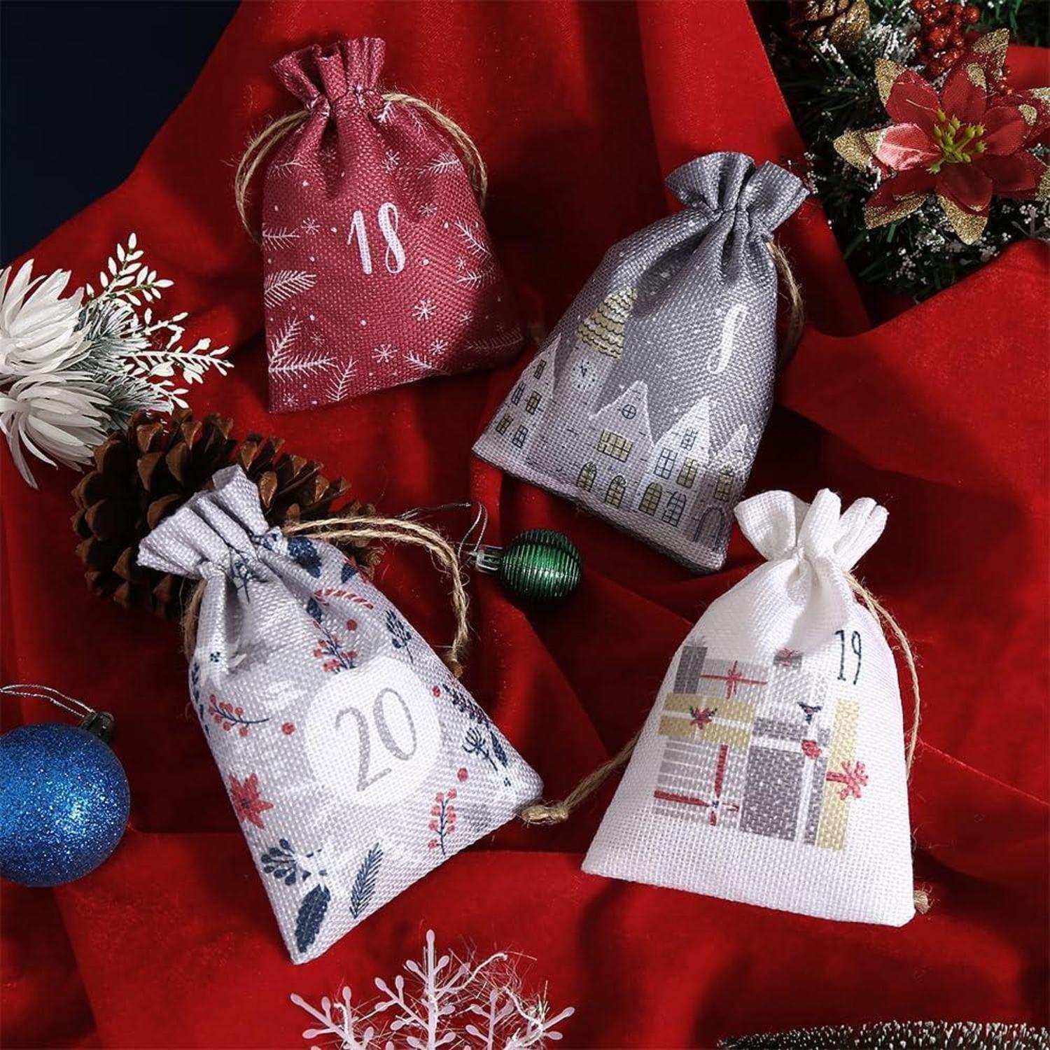 24er Weihnachtskalender Säckchen zum Befüllen DIY 18x13cm