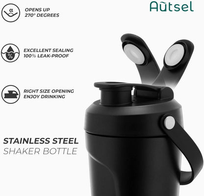 Edelstahl Protein Shaker 750ml mit Kugel Vakuum Isolier Shake Becher