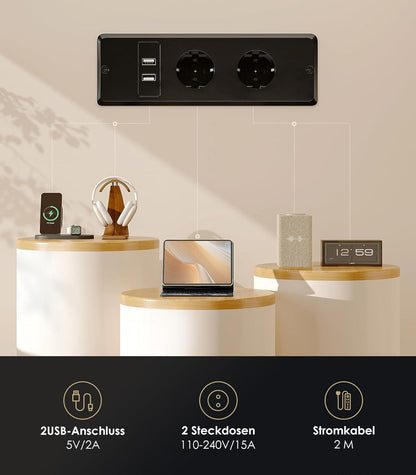 Elektrischer höhenverstellbarer Schreibtisch mit USB und Memory-Funktion, 120cm, Beige