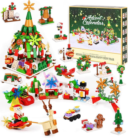 Adventskalender 2024 Weihnachts-Countdown Bauspielzeug 618 Bausteine