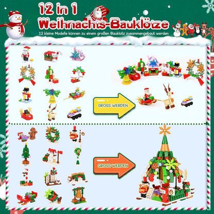 Adventskalender 2024 Weihnachts-Countdown Bauspielzeug 618 Bausteine