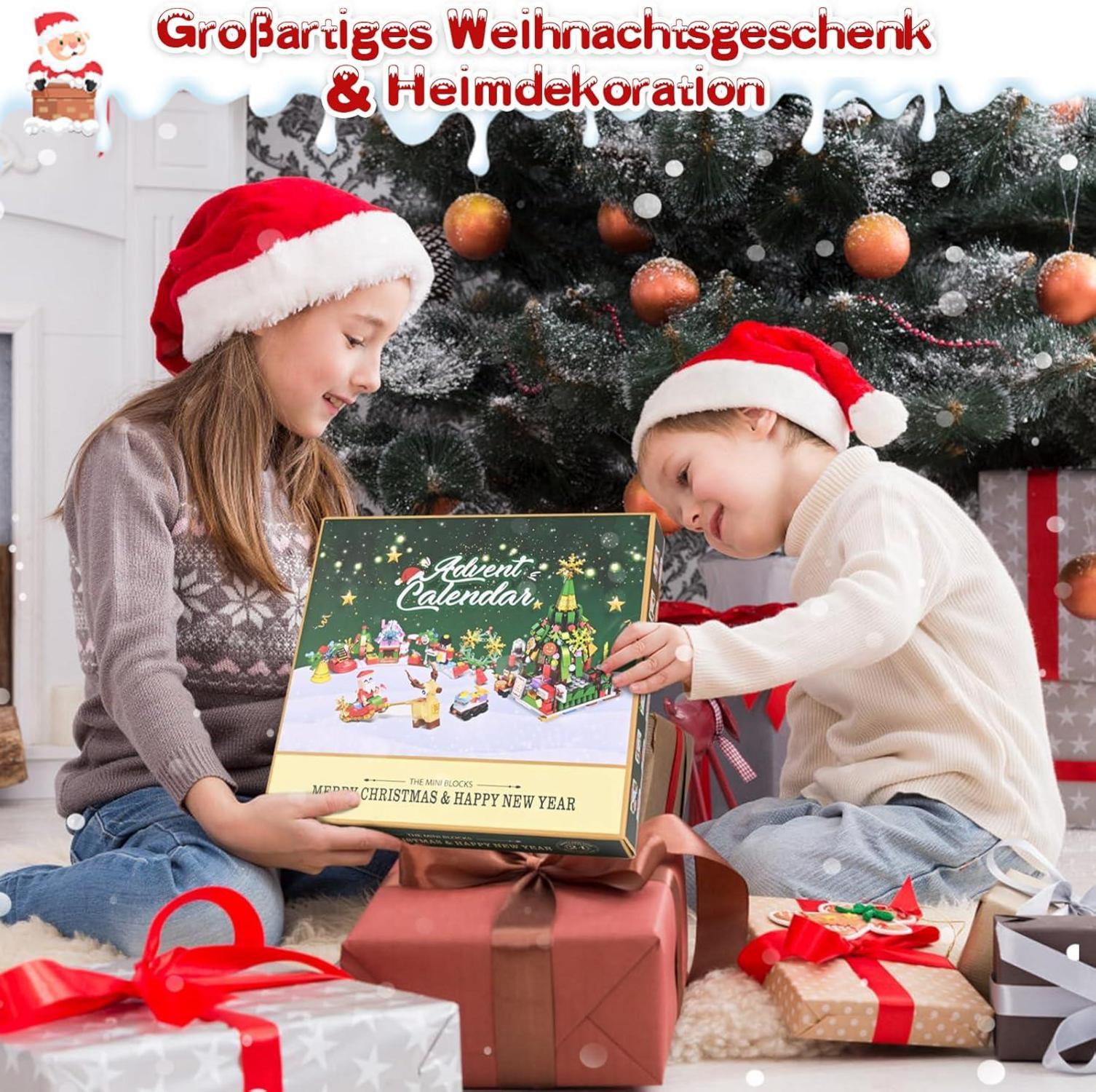 Evolyline Adventskalender 2024 Weihnachts-Countdown Bausteine Set 618 Stück Kinder