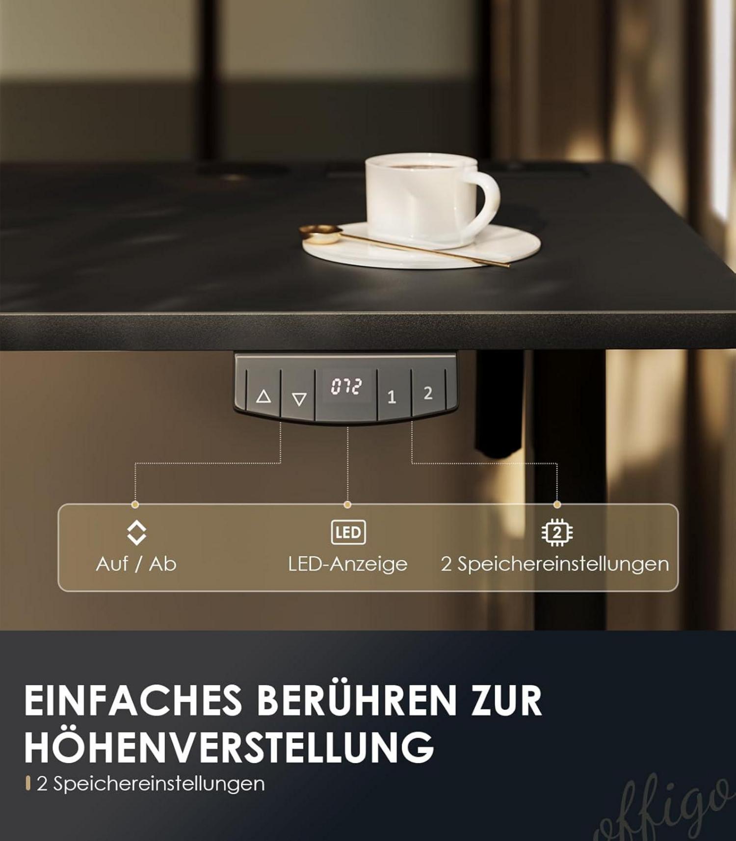 Höhenverstellbarer Schreibtisch 140cm elektrisch USB Memory-Funktion