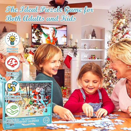 Adventskalender 2024 Weihnachtspuzzle 1008 Teile Weihnachtsmann Countdown
