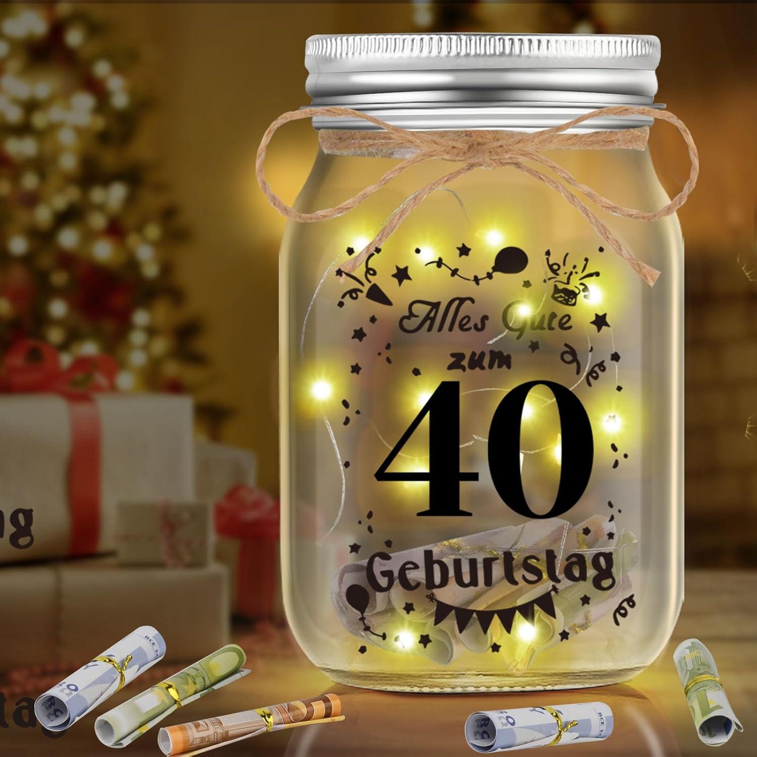 LED Flaschenlicht 40. Geburtstag Geschenk mit Spruch Alles
