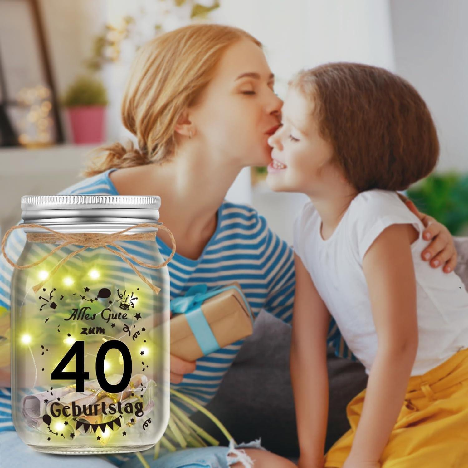 LED Flaschenlicht „Alles Gute zum 40 Geburtstag“ Geldgeschenk für Mann & Frau