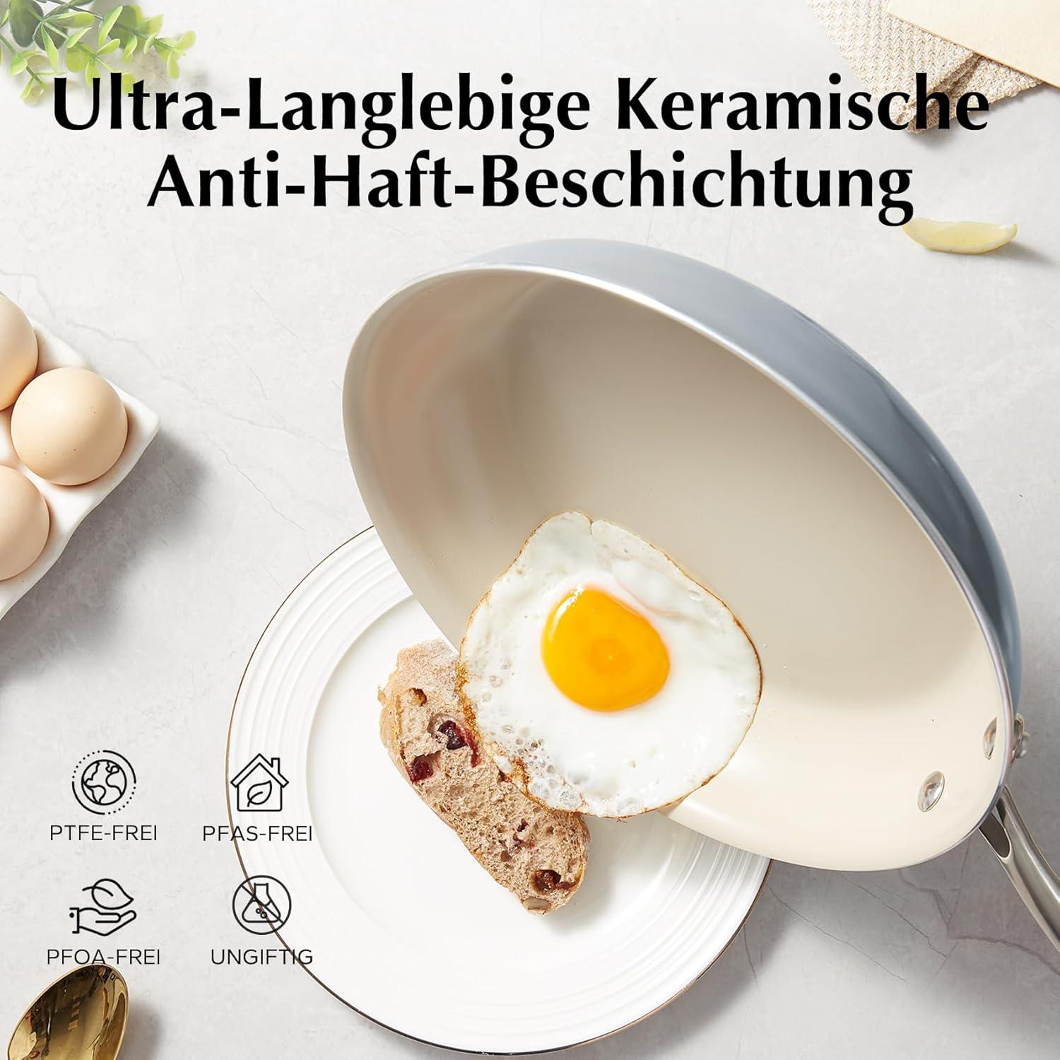 Redchef Pfannenset Keramikbeschichtung 3-teilig Induktion Antihaftpfannen Set 20/24/28 cm Blau